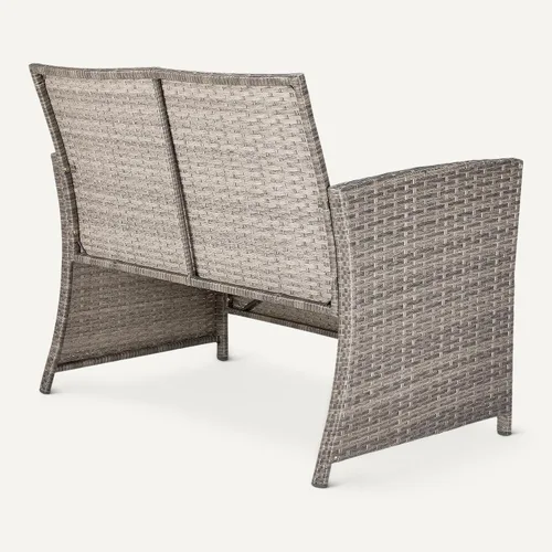 Vista 5 de Amazon Basics Sofá biplaza para patio al aire libre, sofá de mimbre de 2 asientos con cojines beige, resistente a la intemperie
