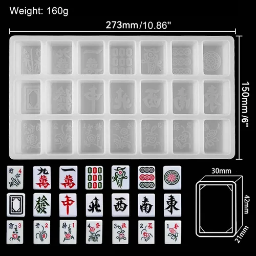 Vista 2 de Molde de Mahjong, chino Mahjong Tile Set Moldes de silicona