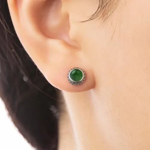 Vista 87 de Aretes de plata de ley con piedra natal de cristal real, joyería para mujer, moda occidental 925, envejecida, bohemia, hecha a mano, el mejor regalo