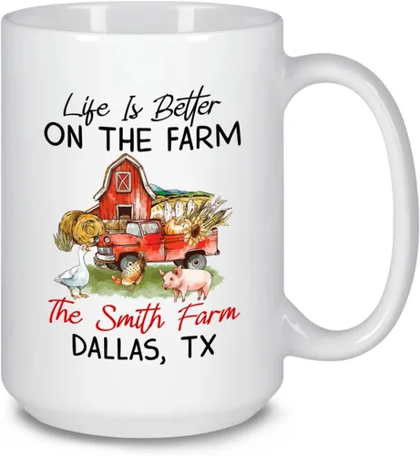 Vista 9 de Taza blanca personalizada de agricultura, tazas con texto en inglés "Farm House We May Not Have It All Togather", divertidas tazas de café agrícolas