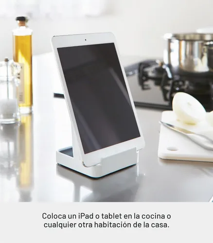 Vista 5 de Yamazaki Home Torre soporte para cucharones - Soporte para tapa para utensilios de cocina - Acero Blanco