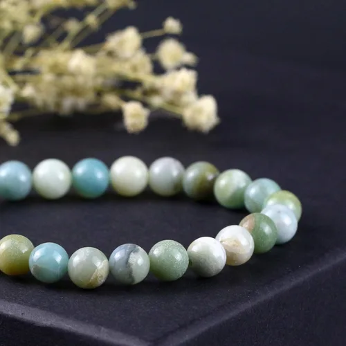 Vista 2 de Clearain Pulsera de Gemas Naturales 8 mm con Cuentas Redondas de Chakra, Cristal de Energía para Reiki, Curación Elástica y Elástica de 7 Pulgadas