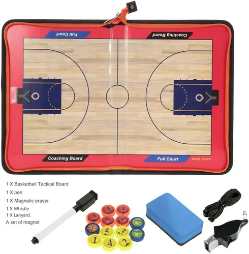Vista 6 de Tabla de entrenamiento de baloncesto Tácticas de estrategia Portapapeles con silbato de árbitro de entrenador