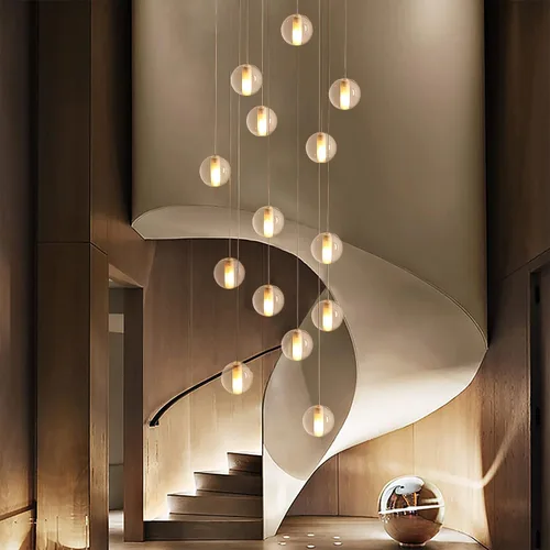 Vista 21 de Lámparas colgantes de oro cepillado de 4 luces para isla de cocina moderna, lámparas colgantes de globo de cristal para comedor sobre mesa, lámparas