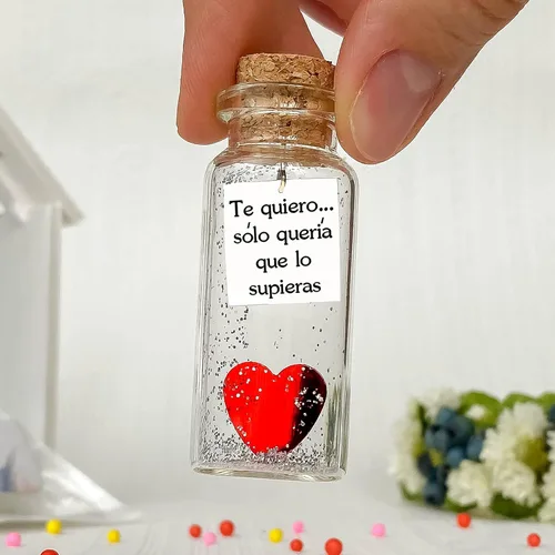 Vista 6 de Kseniya Revta Mensaje romántico en una botella para regalar a tu novio o novia - Tarro de los deseos con una tarjeta para tu esposo o esposa