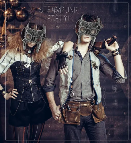 Vista 7 de Attitude Studio Steampunk Gladiator - Gafas de robot con media máscara
