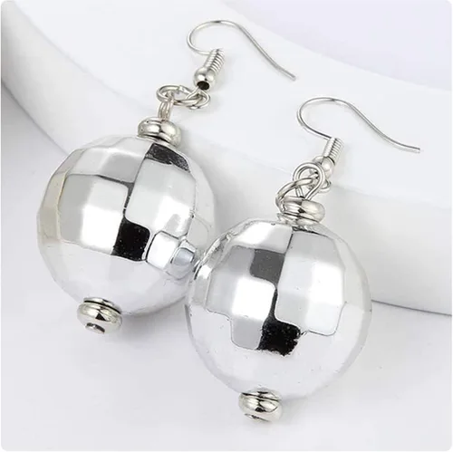 Vista 6 de Aretes de bola de discoteca para mujer, aretes de bola de discoteca rosa, aretes de bola de espejo, sombrero de vaquero occidental, aretes de bola