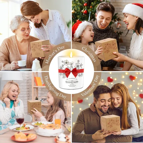 Vista 6 de Vela perfumada de lujo para mujeres y hombres, vela de cera de soja de coco y vainilla, vela en tarro de 8 onzas para el hogar, perfumada, 60 horas