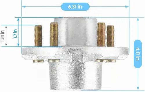 Vista 3 de SEHNSUCHT Kit de Cubo Tensor de Rueda de Remolque, 5 Agujeros, Cubo Tensor de Perno de 4.5" para Ejes de Remolque de 3500lb, Compatible con Eje
