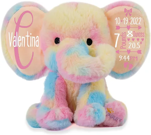 Vista 13 de Animal de peluche de elefante personalizado - Anuncio de estadísticas de nacimiento personalizadas, animales de peluche de elefante para bebés, baby