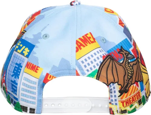 Vista 3 de Bioworld Godzilla Cityscape Monsters Cartoon All Over Print Snapback Sombrero para hombre, Verde tropical