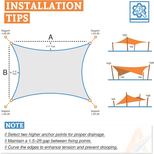 Vista 7 de Toldo rectangular de 16 x 20 pies para bloquear la luz solar para patio al aire libre, jardín, patio, terraza, pérgola (gris claro)