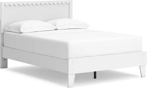 Vista 17 de Signature Design by Ashley Hallityn - Cama de plataforma casual de doble panel, no necesita base o somier, color blanco