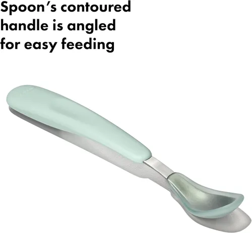 Vista 4 de OXO TOT Juego de cucharas de alimentación W Ópalo de silicona suave y flor