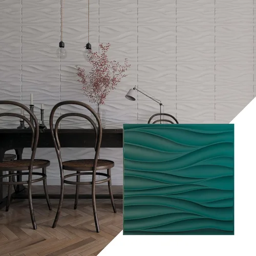 Vista 18 de Ekena Millwork 19 5/8 pulgadas de ancho x 19 5/8 pulgadas de alto, ondulado EnduraWall decorativo 3D, cobre envejecido (cubre 2.67 pies cuadrados).