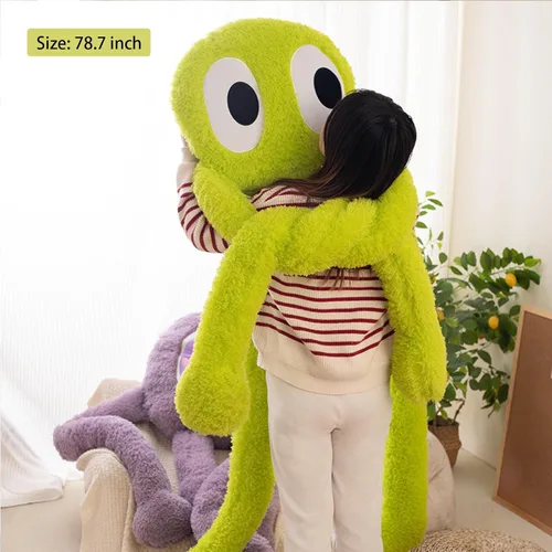 Vista 4 de Juguete gigante de pulpo de piernas largas, almohada de felpa suave de 39.3 pulgadas para niños, niñas, niños y adultos cumpleaños