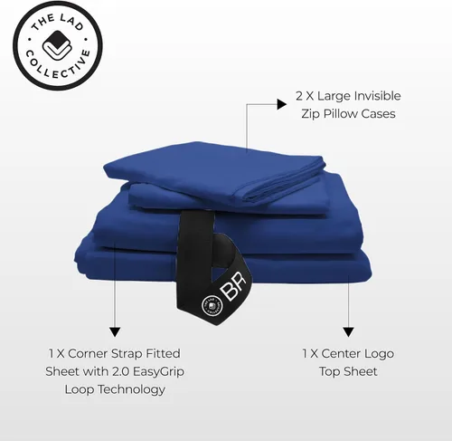 Vista 2 de THE LAD COLLECTIVE Juego de ropa de cama 2.0 – Juego de sábanas y fundas de almohada de 4 piezas, mezcla de algodón personalizada, suave, cómodo