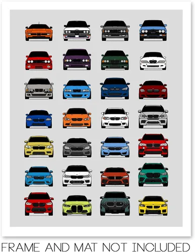 Vista 2 de Custom Car Posters Póster hecho a mano compatible con BMW M Car Poster Print Wall Art Decor of all BMW M Power Cars M3, M4, M5, M2, M6, M1 y más