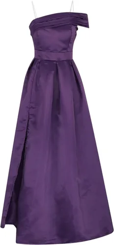 Vista 3 de Vestido de fiesta con tirantes delgados para mujer, brasier integrado, vestido de noche de satén con abertura, vestido largo formal de graduación