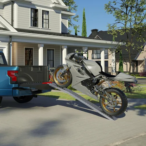 Vista 2 de Rampas de carga – Juego de dos rampas de 69 pulgadas para ATV, motocicletas, cortacéspedes, carritos y más – Juego de rampas de coche de capacidad