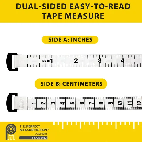 Vista 4 de Perfect Measuring Tape - Cinta métrica flexible extra larga (120 pulgadas). Cinta métrica retráctil de doble cara - Pulgadas a 120 y métrica a 9.8