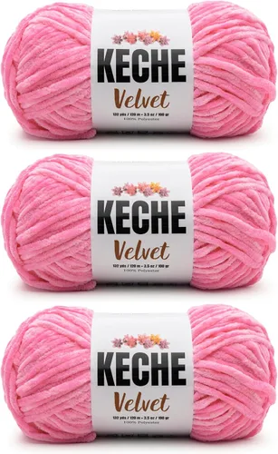 Vista 59 de Keche Hilo para ganchillo, hilo de terciopelo, chenilla suave, manta de bebé voluminosa amigurumi Yarn 3.53 oz (132 yardas) - Arona