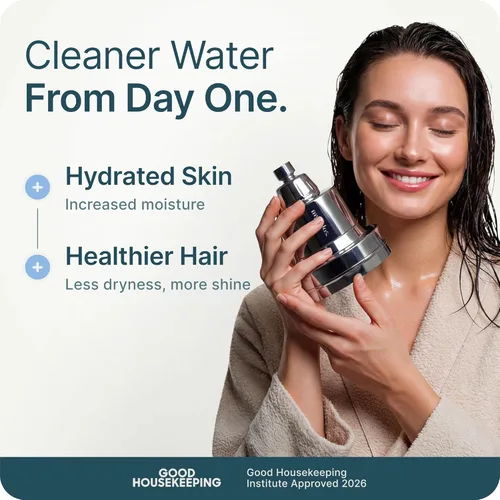 Vista 2 de MyHalos® Cabezal de ducha filtrado para filtro de agua dura, alta presión, elimina el cloro, filtro de cabezal de ducha para suavizador de agua