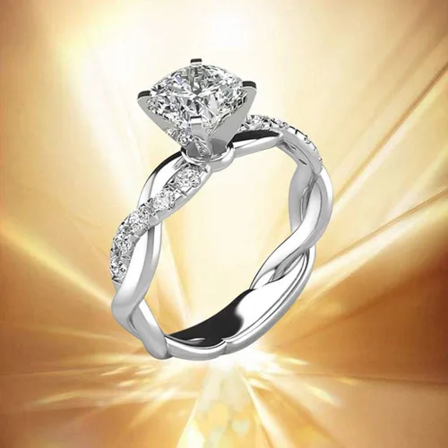 Vista 3 de Bokeley - Anillo de boda de diamantes para mujer, diseño de circonio, color plateado