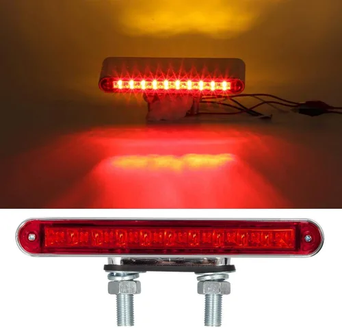Vista 8 de Partsam 2 barras de luz LED rojas y ámbar de 6.5 pulgadas con doble cara para camión, semirremolque, 10 luces LED impermeables con doble tachuelas