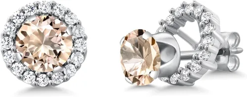 Vista 57 de Gem Stone King Aretes redondos de plata de ley 925 de 0.236 in con piedra natal extraíble para mujer