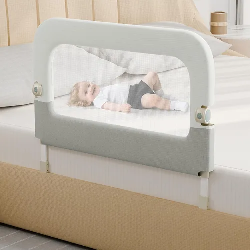 Vista 10 de omzer Riel de protección de cama para niños pequeños - Barandilla de seguridad para bebé de 32 pulgadas, plegable y con alturas ajustables