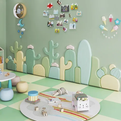 Vista 3 de 3D Wall Panels 3D Anti-Collision Wall Panel, Self Adhesive Wall Stickers, PU Waterproof Thickened Wallpaper Decorative Wall Padding, for Schools