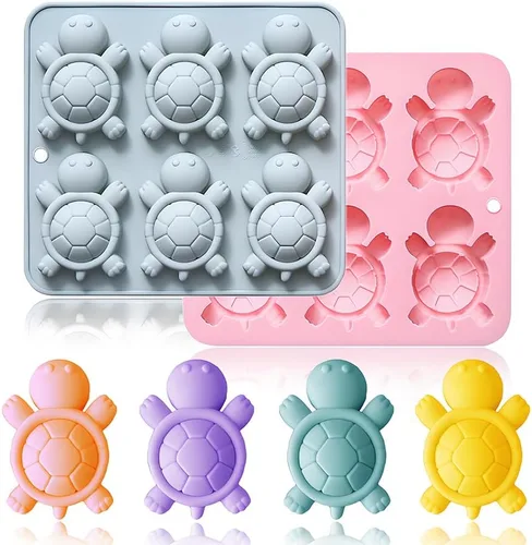 Vista 8 de Paquete de 2 moldes de chocolate con 36 cavidades de silicona de tortuga para pasteles, gomitas, gelatina, cubitos de hielo, herramientas