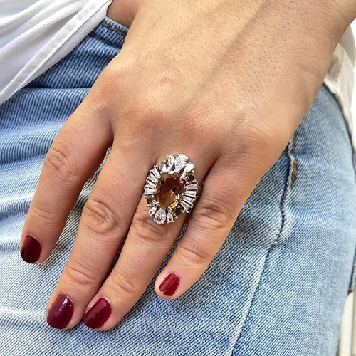 Vista 2 de Anillo de mujer de plata de piedra zultanita 925K - Exquisitas joyas de piedras preciosas para la venta - Anillo de plata sultanita - Diásporo turco