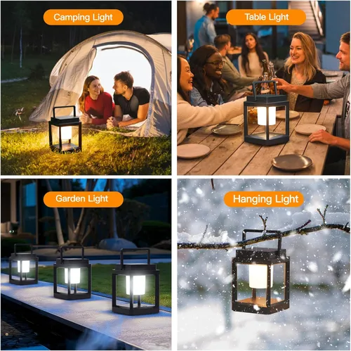 Vista 7 de Lámpara de mesa para exteriores con control táctil, impermeable, linterna de mesa LED para exteriores, 3000 K, 4500 K, 7000 K, temperatura