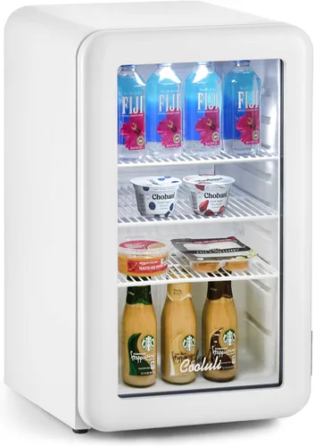 Vista 8 de Cooluli Decor - Mini refrigerador compacto de 2.4 pies cúbicos con puerta de vidrio - Pequeño refrigerador para dormitorio, oficina, residencia