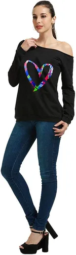 Vista 5 de MAGICMK - Sudaderas con hombro descubierto para mujer, manga larga, estampado de labios, casuales