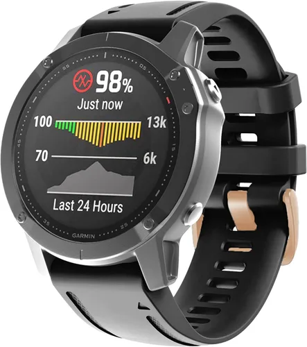 Vista 3 de Correa de reloj QuickFit con hebilla dorada, 0.78 pulgadas, impermeable, de liberación rápida, fácil ajuste, para Garmin Fenix 7S 6S Pro/Zafiro