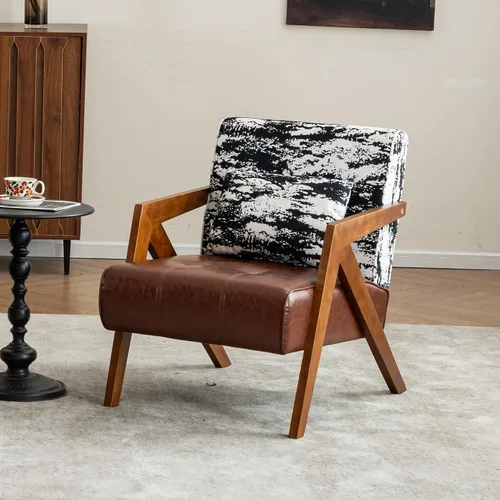 Vista 28 de Silla con acento moderno de mediados de siglo con marco de madera maciza, sillas tapizadas de chenilla para sala de estar con cojín para dormitorio