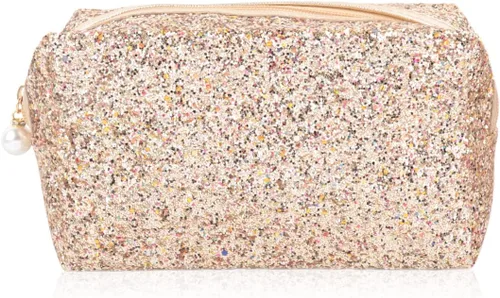 Vista 3 de RIAH FASHION Bolsa organizadora de embrague, bolsa organizadora de viaje, cosméticos, artículos de tocador, joyería, lindo bolso de lentejuelas