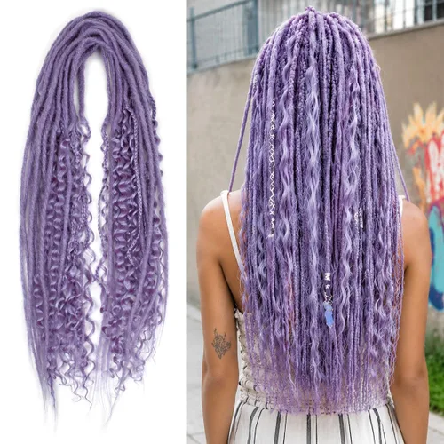 Vista 15 de Kraler Extensiones de Rastas Azules de Doble Extremo de 18 Pulgadas, 20 Hebras Sintéticas DE Extensiones de Rastas Hechas a Mano, Estilo de Rastas