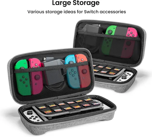 Vista 2 de tomtoc Funda de transporte para Nintendo Switchmodelo OLED, bolsa de viaje grande con bolsillo para controlador Pro, Joy con Grip o adaptador de CA