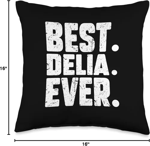 Vista 4 de Delia Birthday Gift For Girls And Women Divertido nombre personalizado Best. Delia. Ever. Almohada de broma, 16 x 16 pulgadas, multicolor