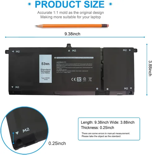 Vista 5 de Batería de 53 Wh H5CKD de 15 V para Dell Inspiron 5300 5301 5401 5402 5408 5409 5501 5502 5505 5508 5509 5400 5406 7405 7300 7306 7500 7506 2 en 1