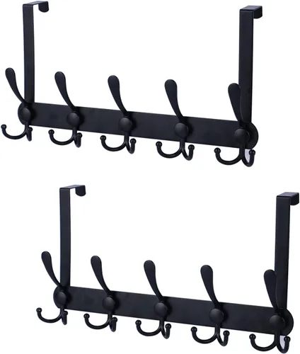 Vista 13 de Ganchos para colgar sobre la puerta, perchero para colgar ropa, sombrero, toalla (resistente negro, 1 unidad)