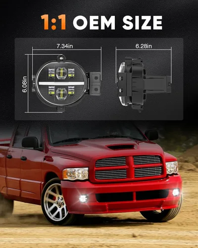 Vista 7 de BICYACO Luz antiniebla LED con DRL para Dodge Ram 1500 2500 3500 2002-2009
