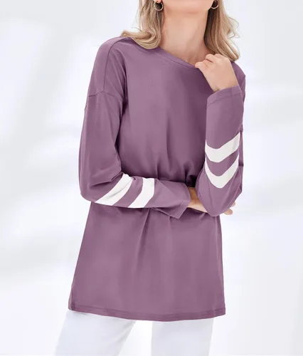 Vista 95 de Fisoew Camisetas de manga larga para mujer, holgadas, casuales, con cuello redondo, blusa suave