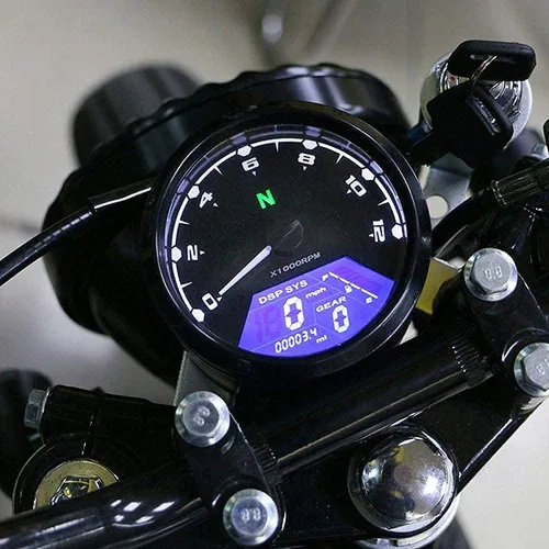Vista 4 de Acouto Velocímetro tacómetro para motocicleta 12000RPM universal motocicleta retroiluminación LED tacómetro digital velocímetro medidor MPH DC 12V