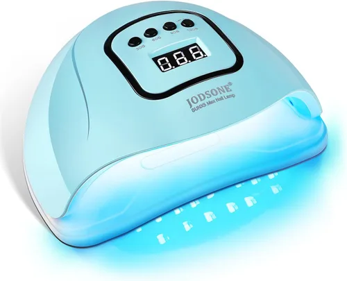 Vista 9 de JODSONE Lámpara de uñas LED U V, secador de uñas para esmalte de gel con luz LED con sensor automático y 4 temporizadores, color morado