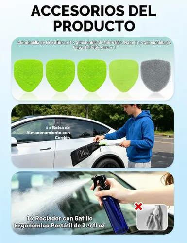 Vista 5 de XINDELL Herramienta de Limpiador de Parabrisas – Kit de Limpieza de Ventanas Interiores de Coche con Mango Extensible y 4 Almohadillas